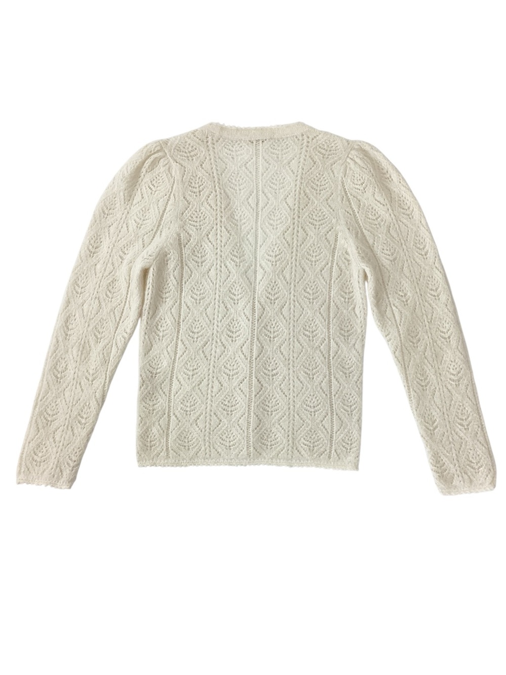 Doen Chandel Cardigan Size Medium Ivory Pointelle Knit Alpaca Blend Sweater - Picture 6 of 8